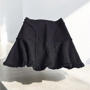 Rebecca Taylor Women's Tweed Flounce Mini Skirt Size 0 Color Black